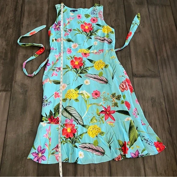 Talbots RSVP Occasion Collection Blue Floral Fit & Flare Dress - Size 12 - Picture 13 of 16